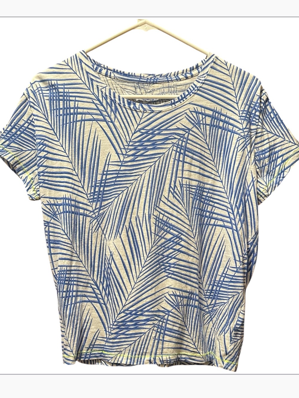 Vineyard Vines Surftee Blue Palm-Print Short Sleeve Top